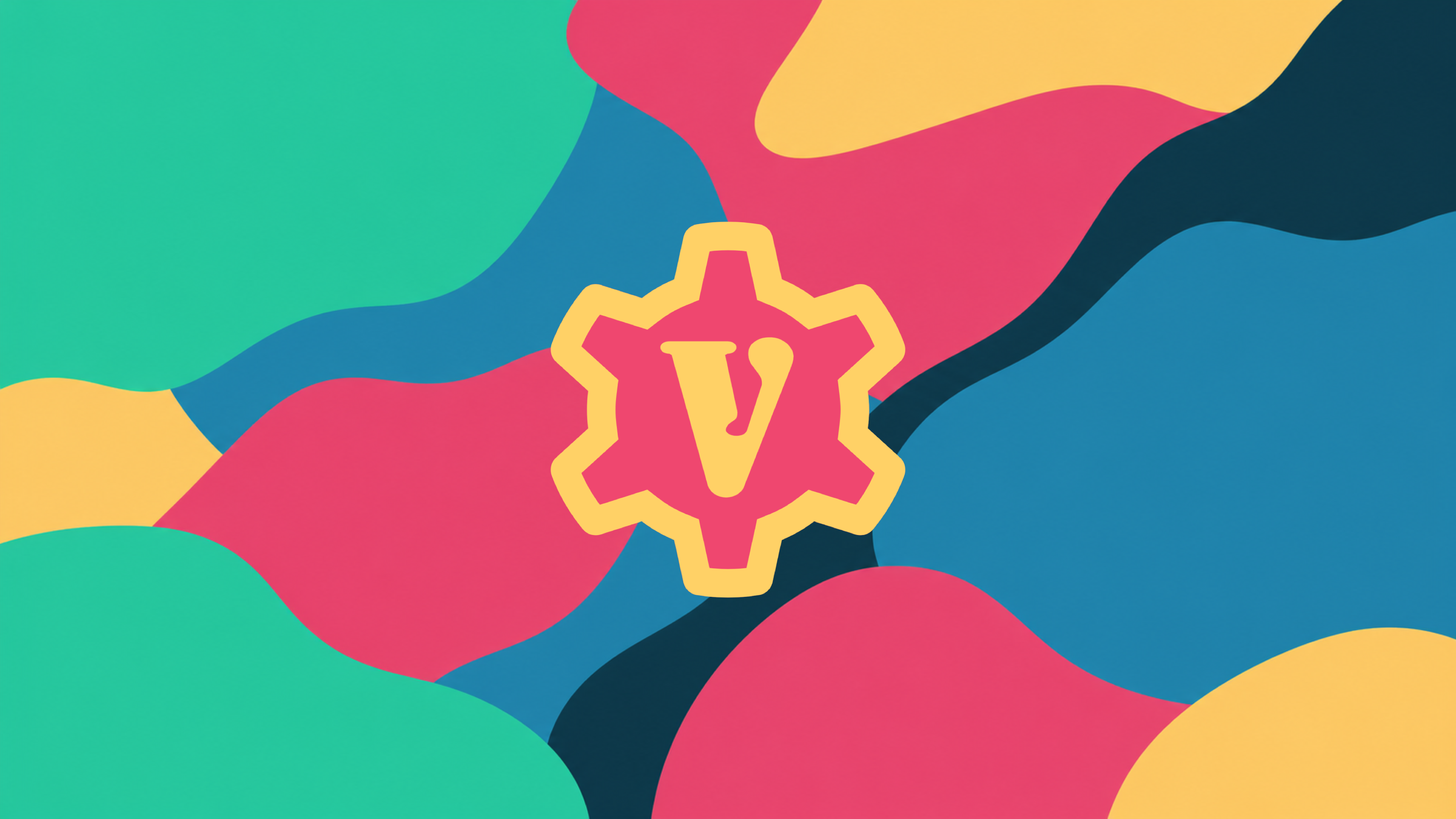Vault artwork with a colourful abstract background and a central V emblem